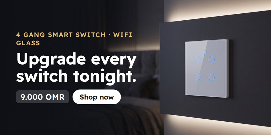 4 Gang Smart Light Switch WiFi Glass, 9.000 OMR